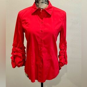 AZI button down top. Red size XS. Cute ruffle sleeves. Good condition